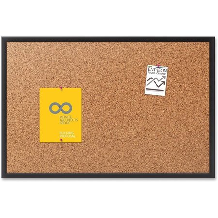 QUARTET Cork Bulletin Board, 2'x1-1/2', Aluminum Frame/Black QRT2301B